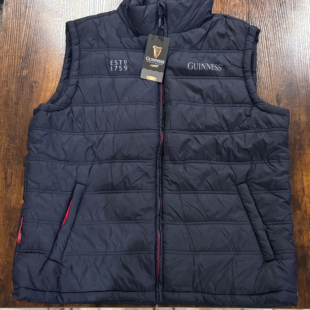 Guinness Men's Navy Quilted Puffer Vest-Brand New. Size XL